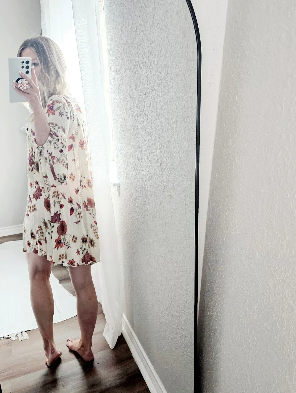 Free People Just The Two Of Us Top Tunic Dress Black Floral Botanical Mini XS